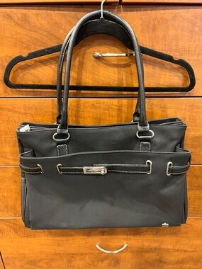 Classic Black Women's Tote Bag with Silver Hardware
